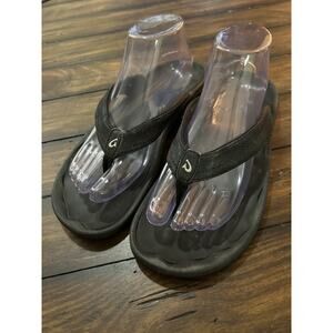OluKai Ohana Flip Flops Womens Size 10 EUR 40 Black Thong Sandals Beach